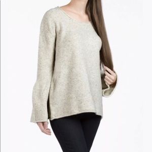 French Connection Bell Sleeve Sweater Dove Gray Melange Size M